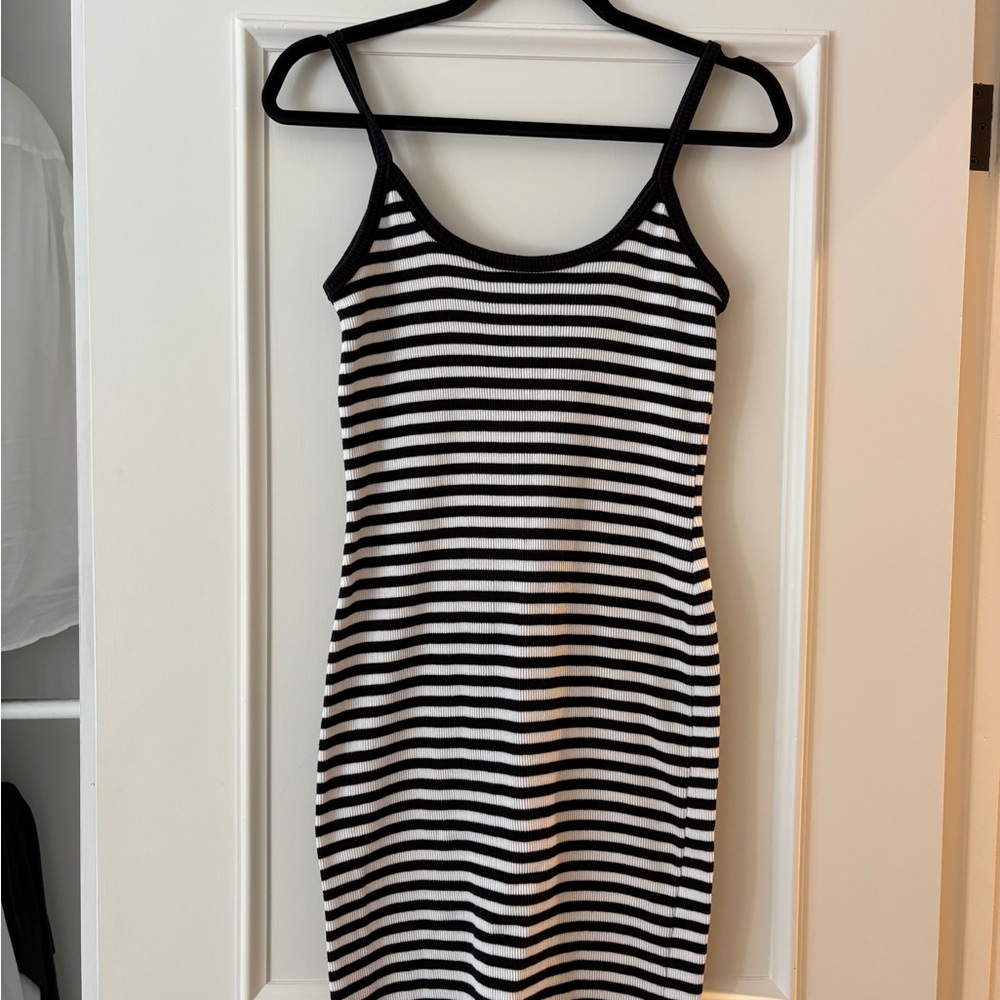 Vintage Runaway Bay Striped Black & White Dress (M)